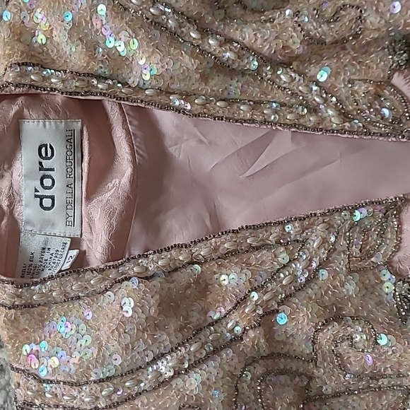 Vintage d'ore by Della Roufogali pink silk sequin and bead detail party jacket - Picture 2 of 8